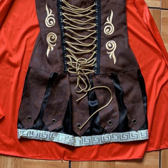 Donated Roman Gladiator Dress w/ Cape Halloween Costume -  Adult OS UC - Picture 3 of 11